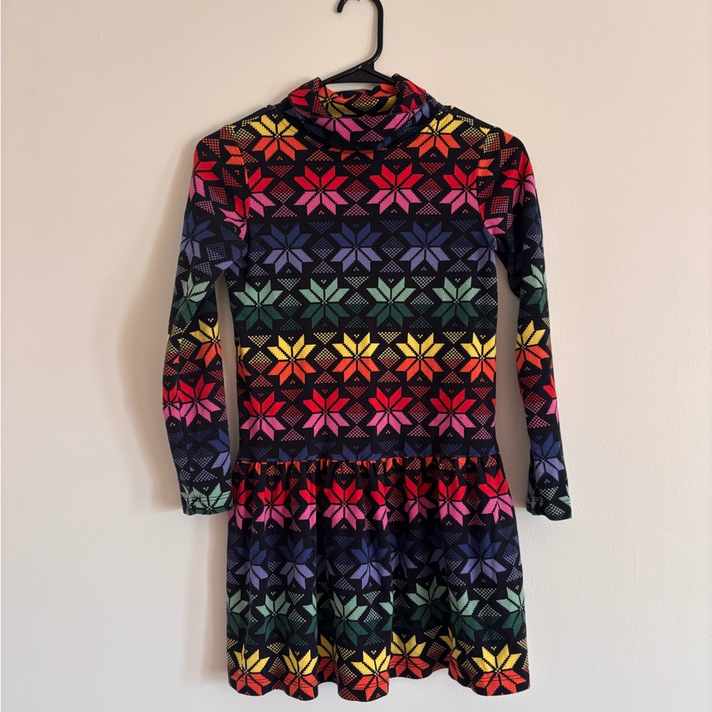 Hanna Andersson Rainbow Scandi Snowflake Dress Size 10